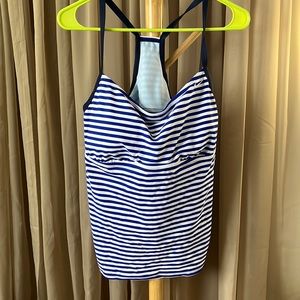 Nike striped Tankini top blue and white. Size 1X shelf bra lightly padded. $25
